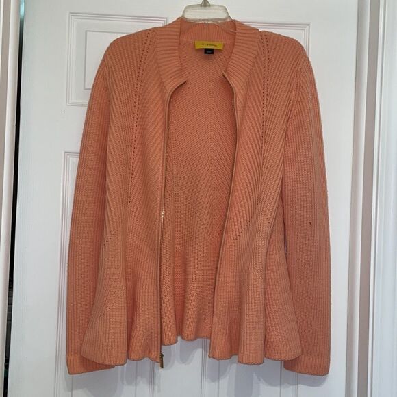 St. John Peach Zip front swing cardigan sweater - Picture 8 of 8